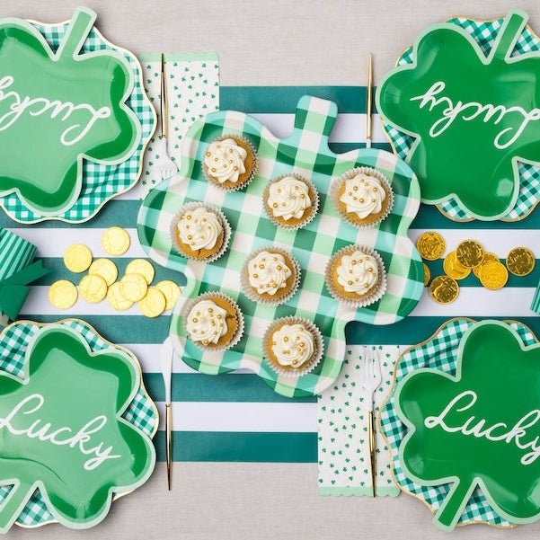 Elegant Emerald Green Gingham Dinner Plates