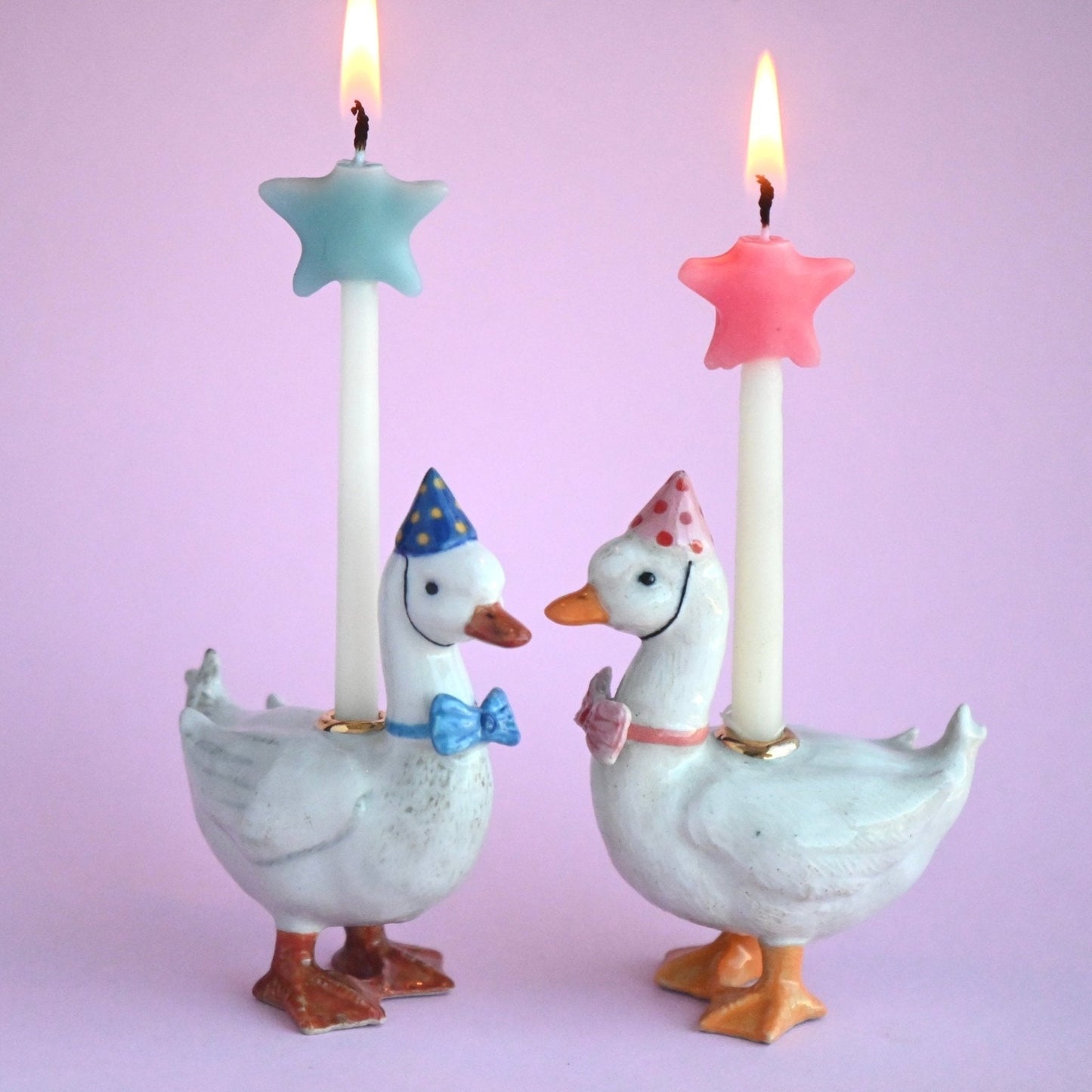 Pink Goose Birthday Candle Holder