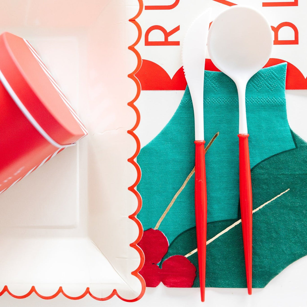 Fancy Red and White Cutlery