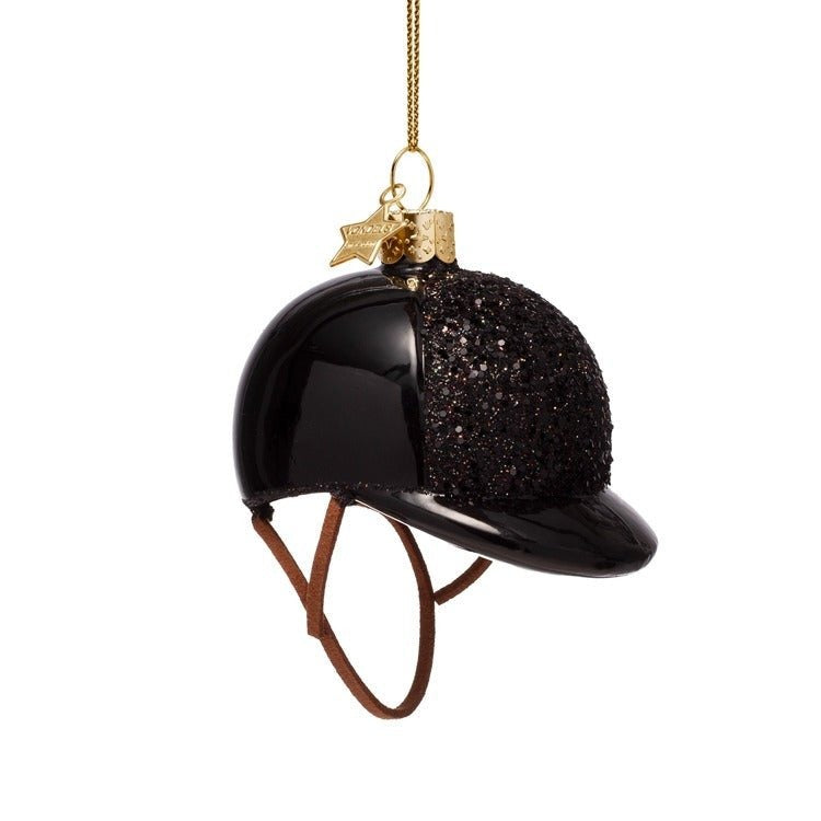 Horse Riding Helmet Glass Ornament