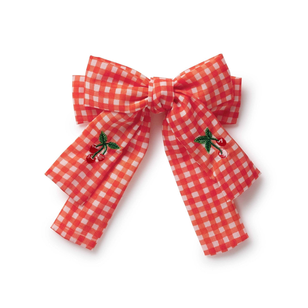 Red Checkered Cherries Hair Bow