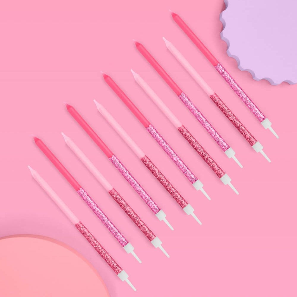 Shades of Pink Glitter Birthday Candles