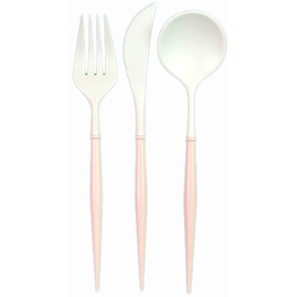 Fancy Blush Pink and White Cutlery
