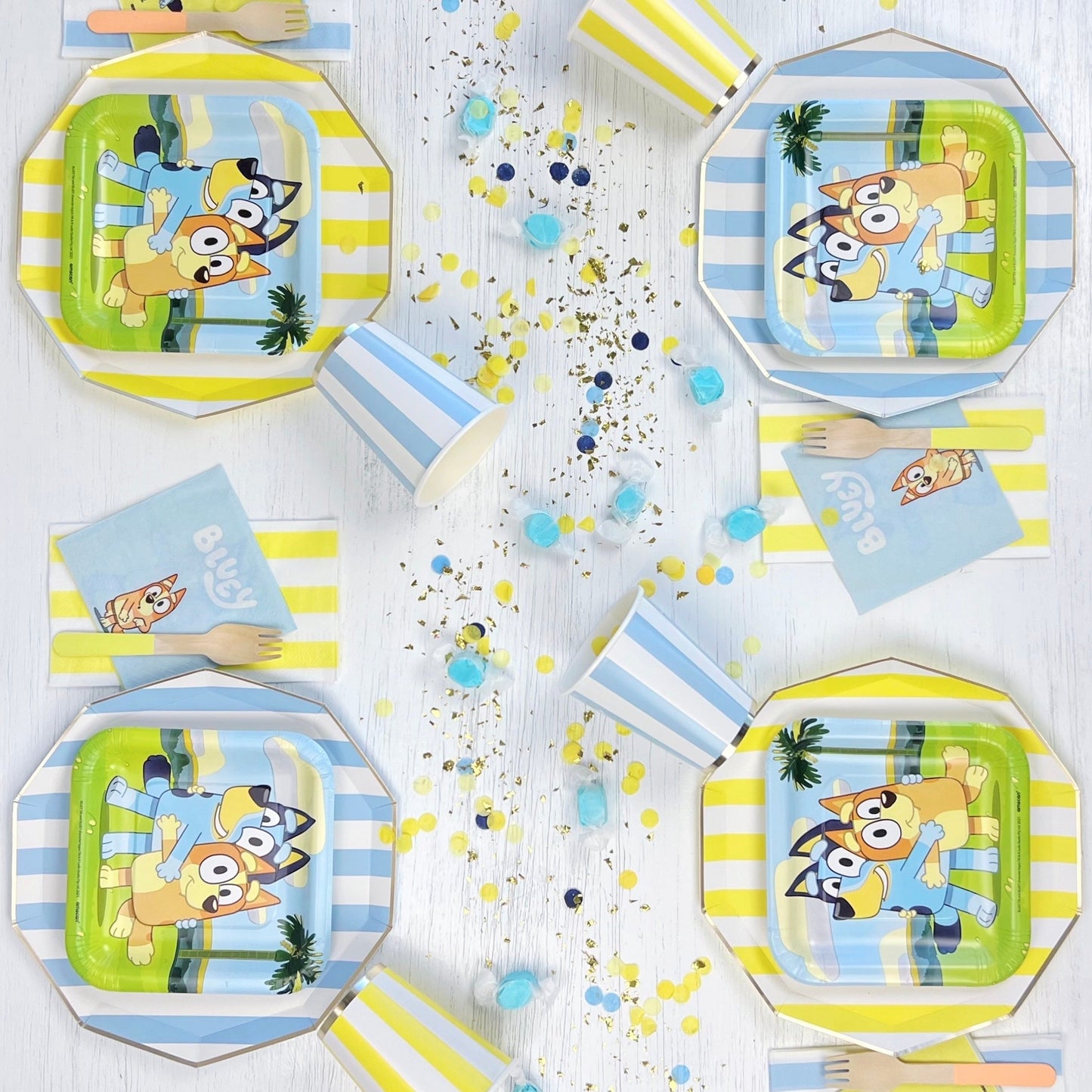 Sky Blue Signature Cabana Stripe Plates