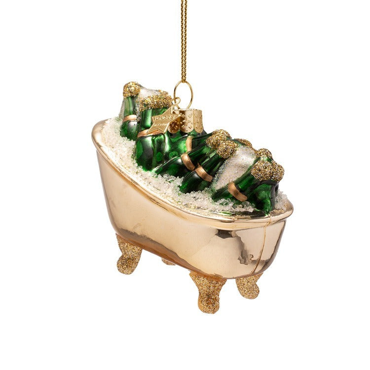 Champagne Bathtub Glass Ornament