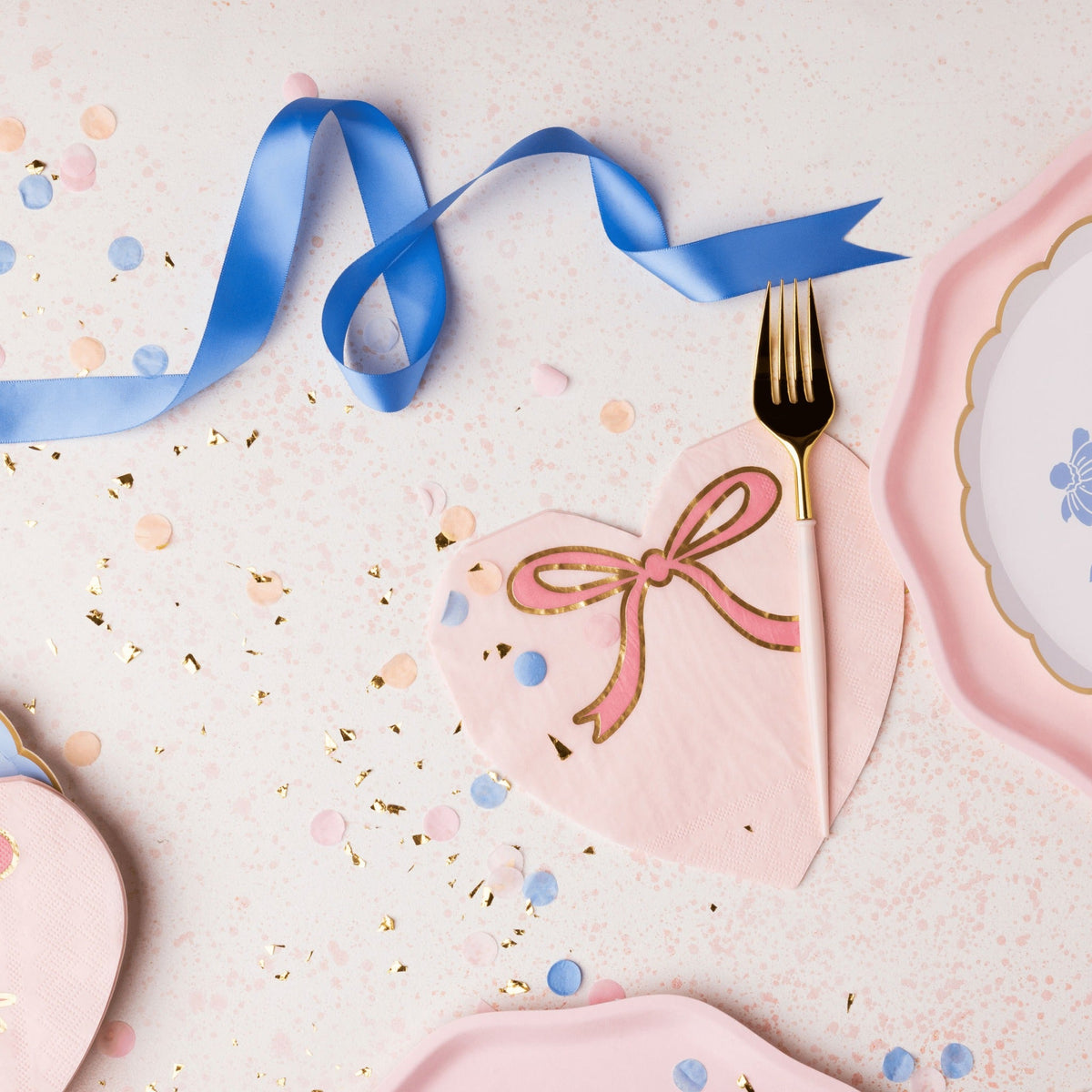 Petal Pink Bow Heart Large Napkins