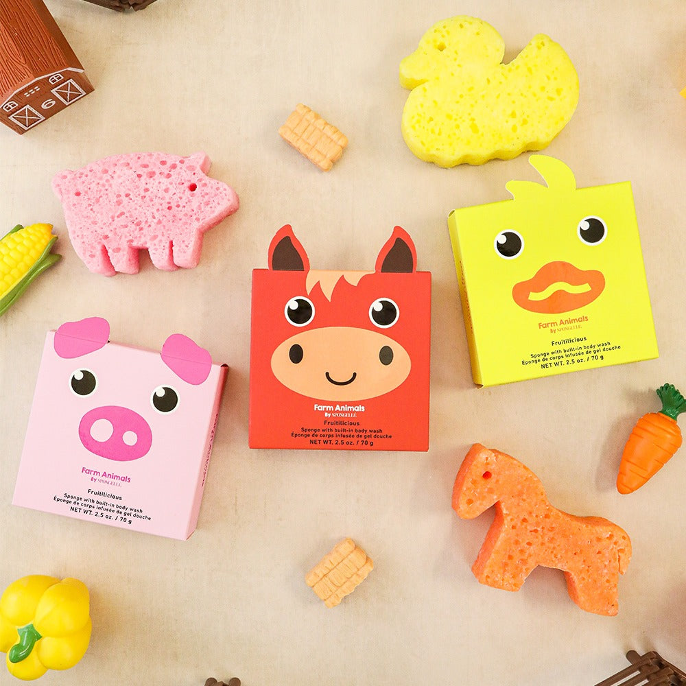 Farm Animals Shower Buffer Sponge Pack