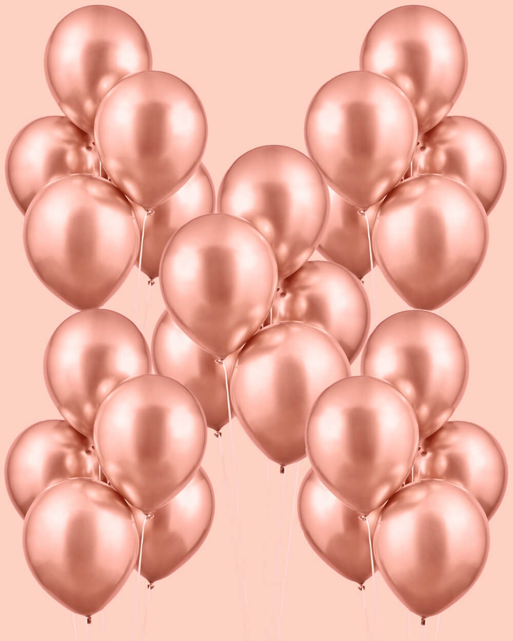 Rose Gold Chrome Balloons - 25 Pack