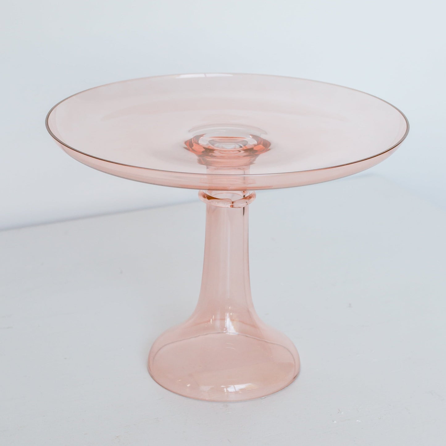 Blush Pink Glass Cake Stand