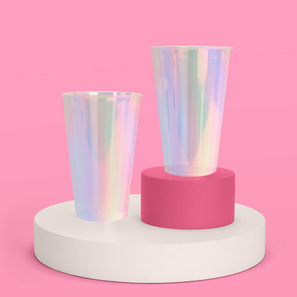 Iridescent Plastic Party Cups, 16 oz (Set of 16)