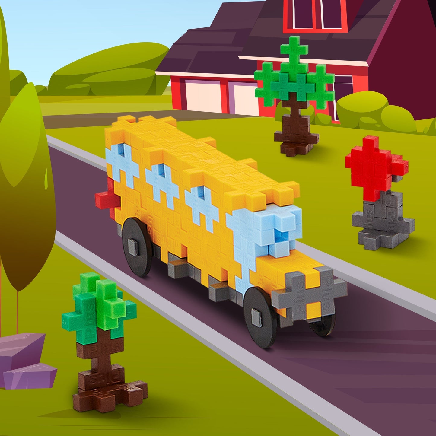 School Bus Plus Plus Puzzle Toy