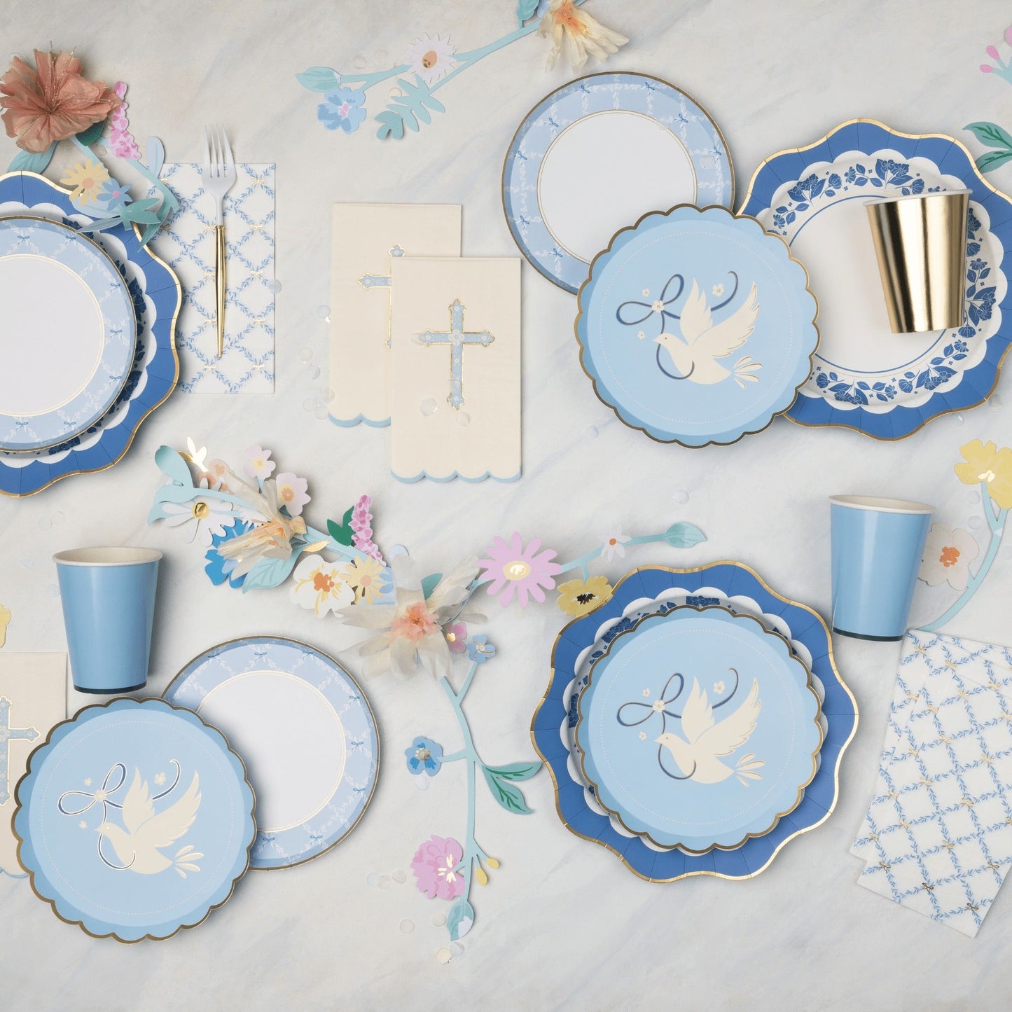 Sky Blue Cross Guest Towels