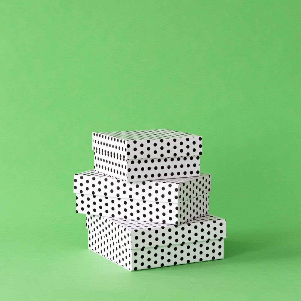 White & Black Polka Dot Display Box Risers