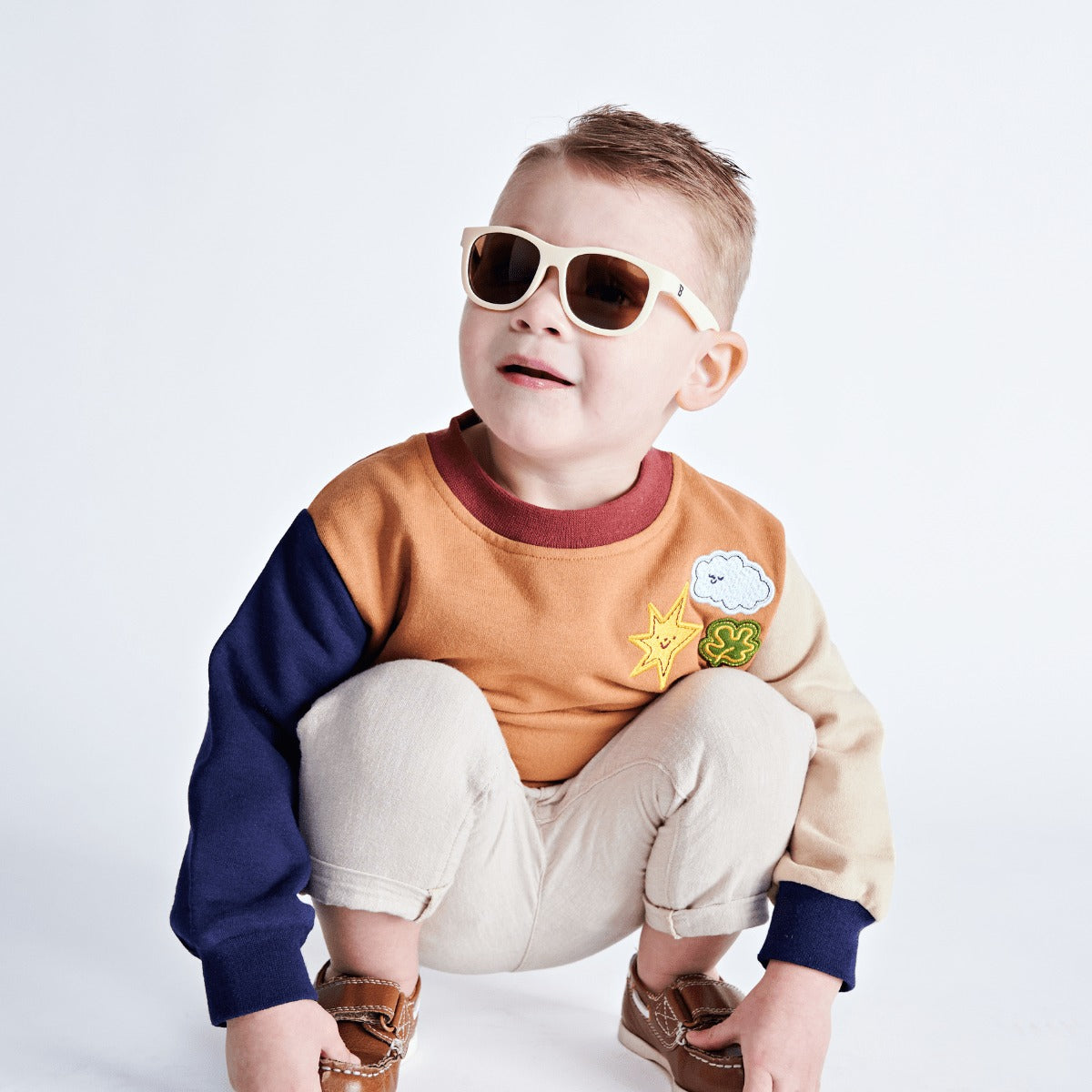 Kids Cream Aviator Sunglasses