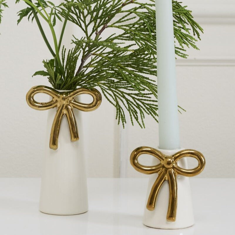 Coquette Gold Bow Candle Holder