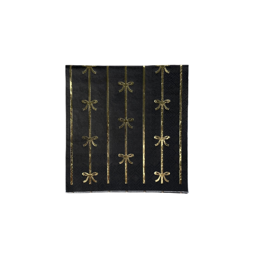 Black Noir & Gold Signature Bow Small Napkins