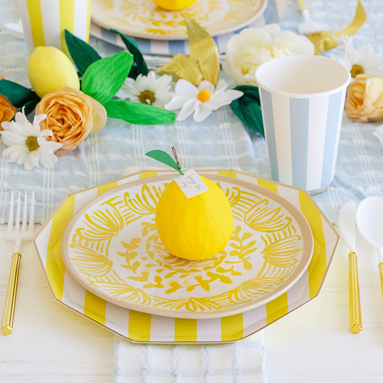Sky Blue Signature Cabana Stripe Cups