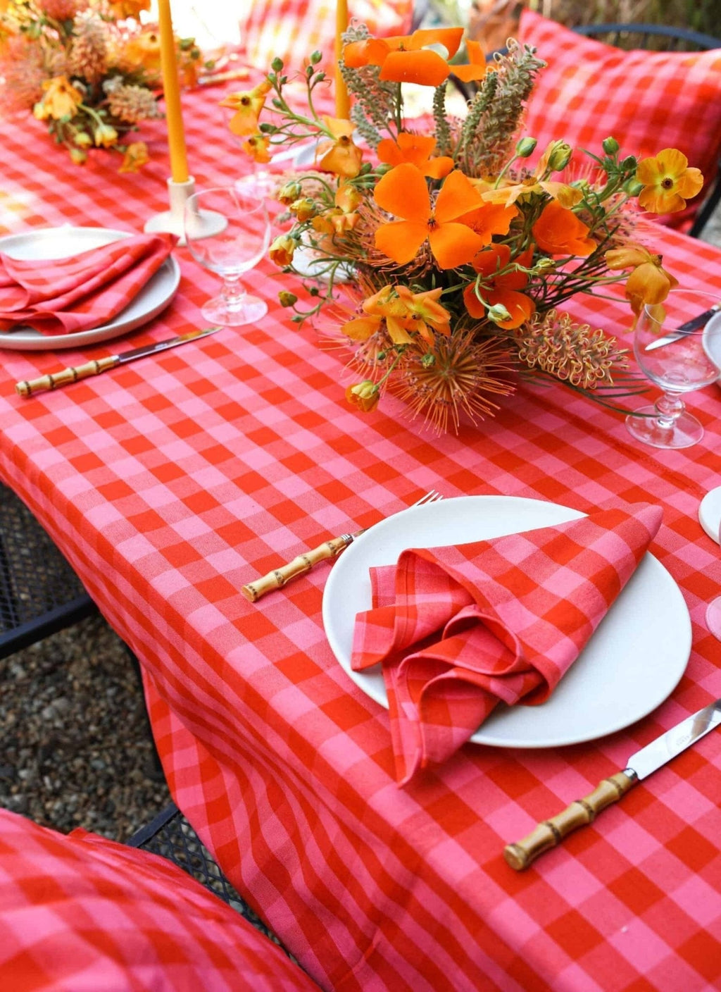 Gingham Guava Tablecloth