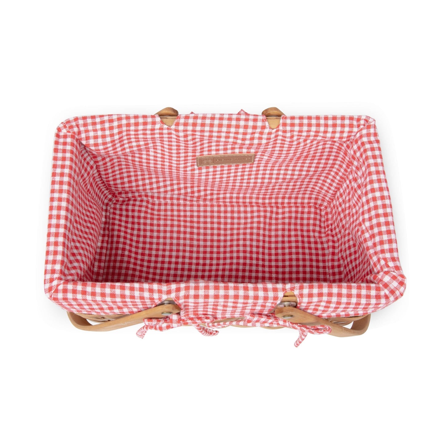 White & Red Gingham Farmhouse Picnic Basket