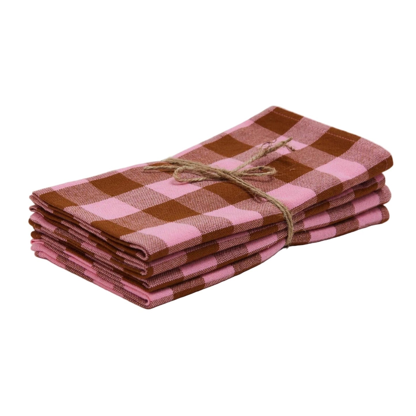 Gingham Candy Nutmeg & Pink Napkins