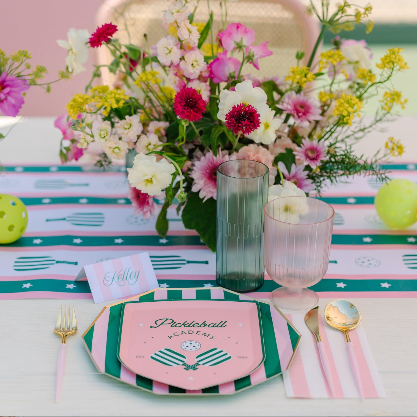 Pink & Green Signature Cabana Stripe Large Plates