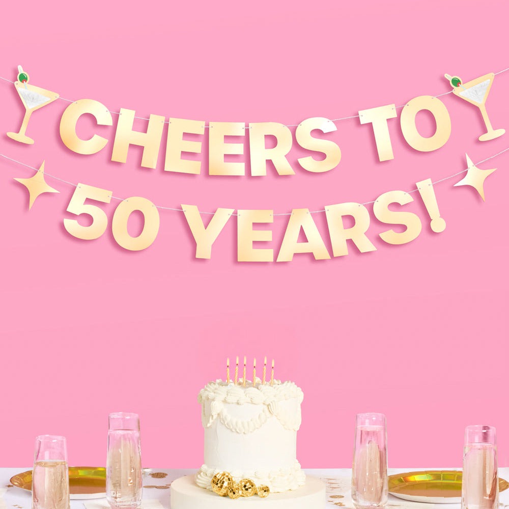 Cheers to 50 Years Birthday Banner
