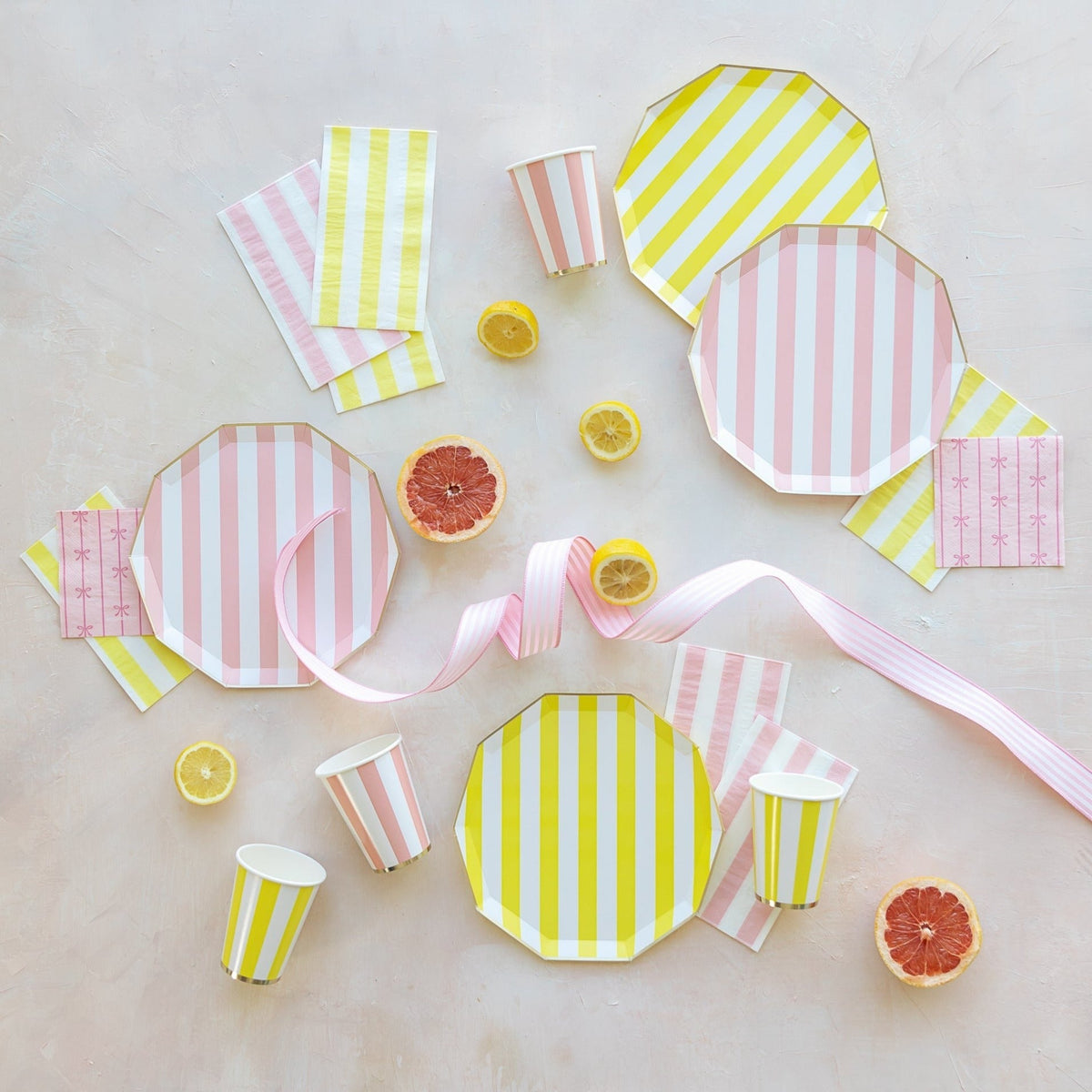 Soleil Yellow Signature Cabana Stripe Plates