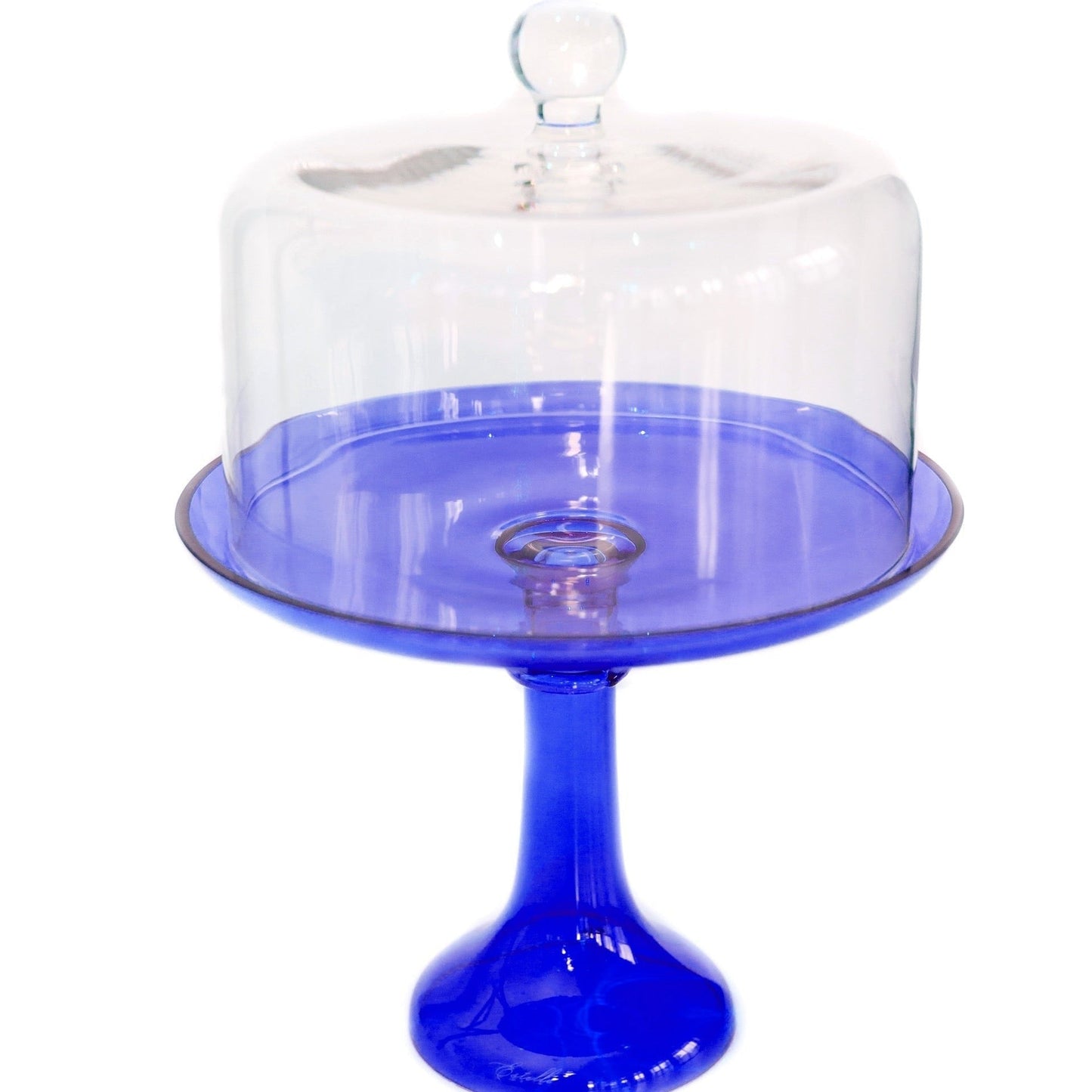 Royal Blue Glass Cake Stand