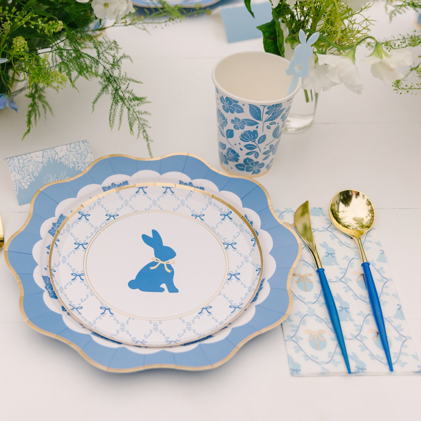 Belle Blue Elegant Floral Cups