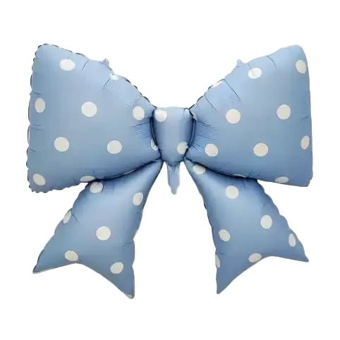 Blue Polka Dot Bow Foil Balloon