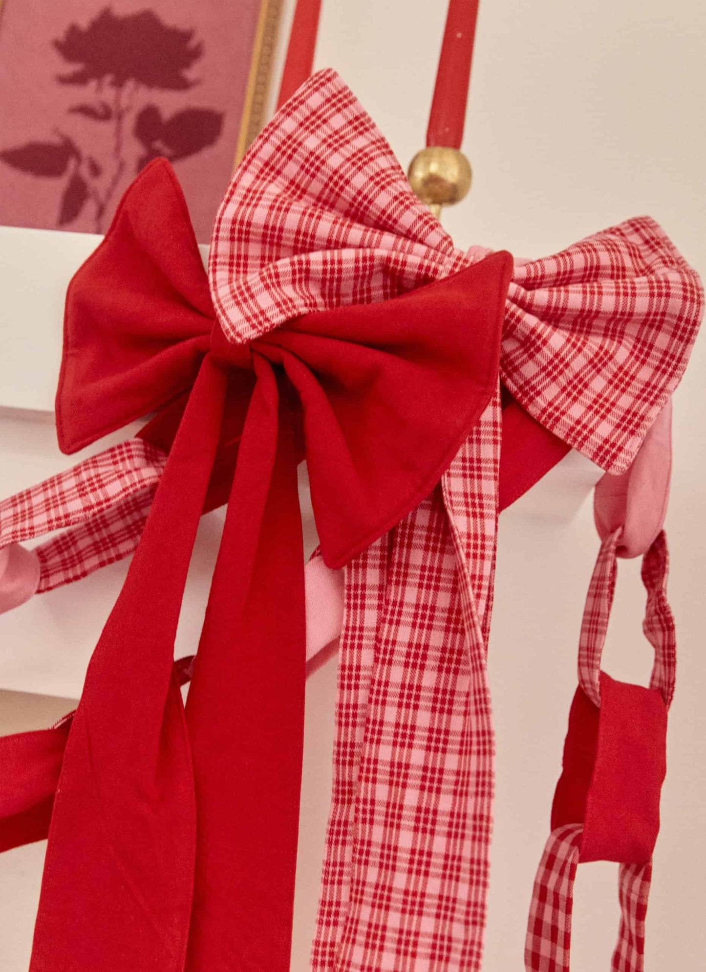 Katherine Plaid Valentine Fabric Bow