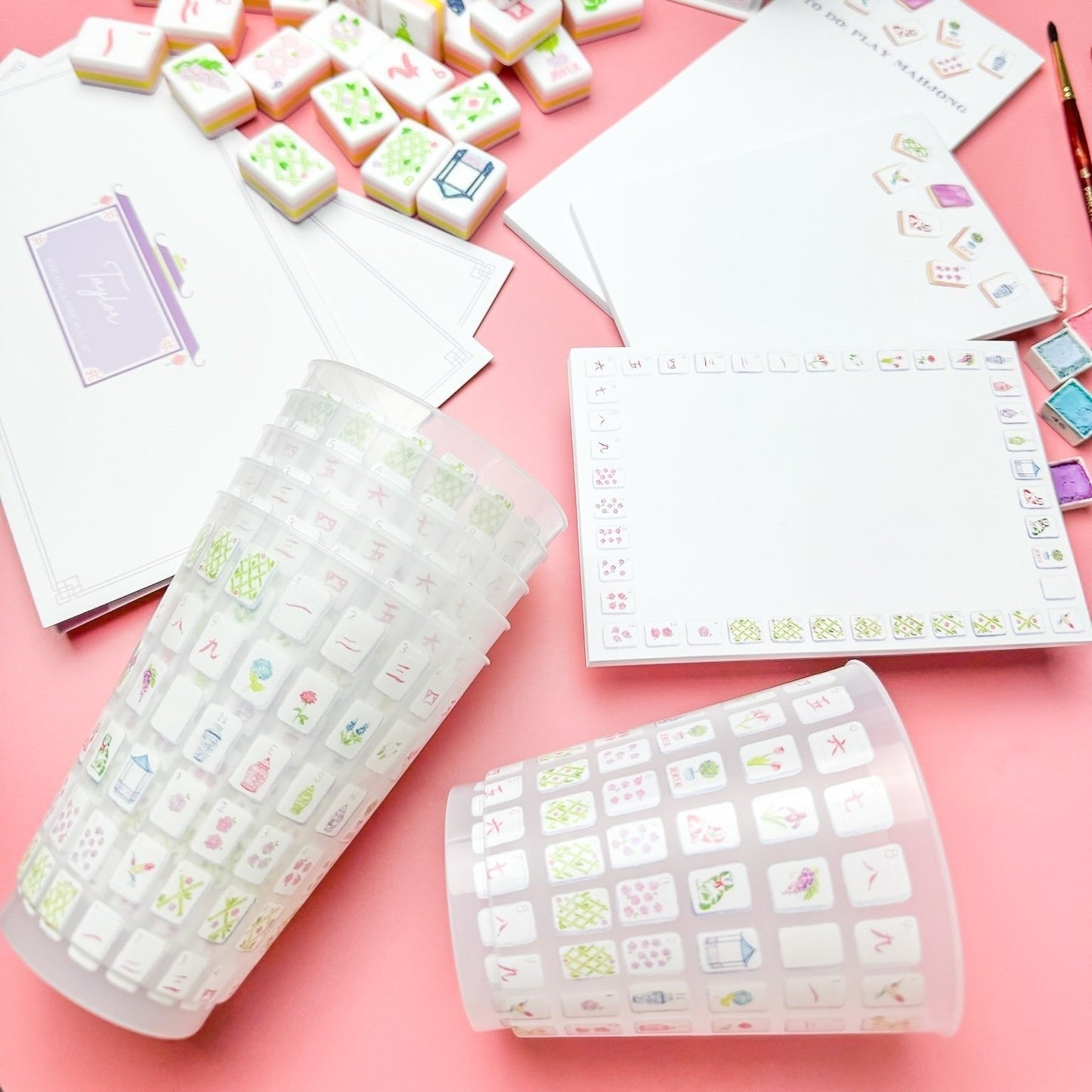 Mahjong Tiles Frosted Cups