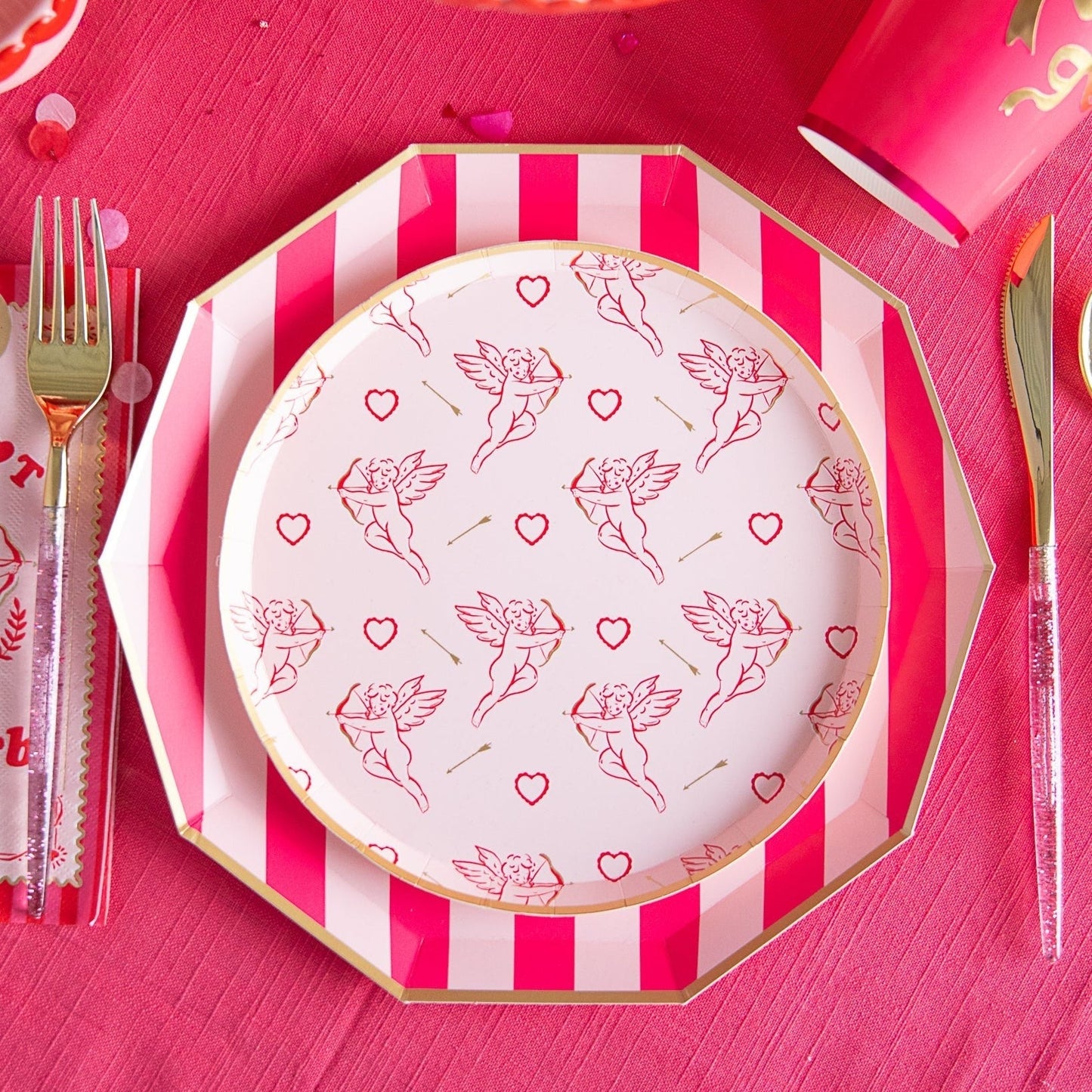 Light & Haute Pink Signature Cabana Stripe Large Plates