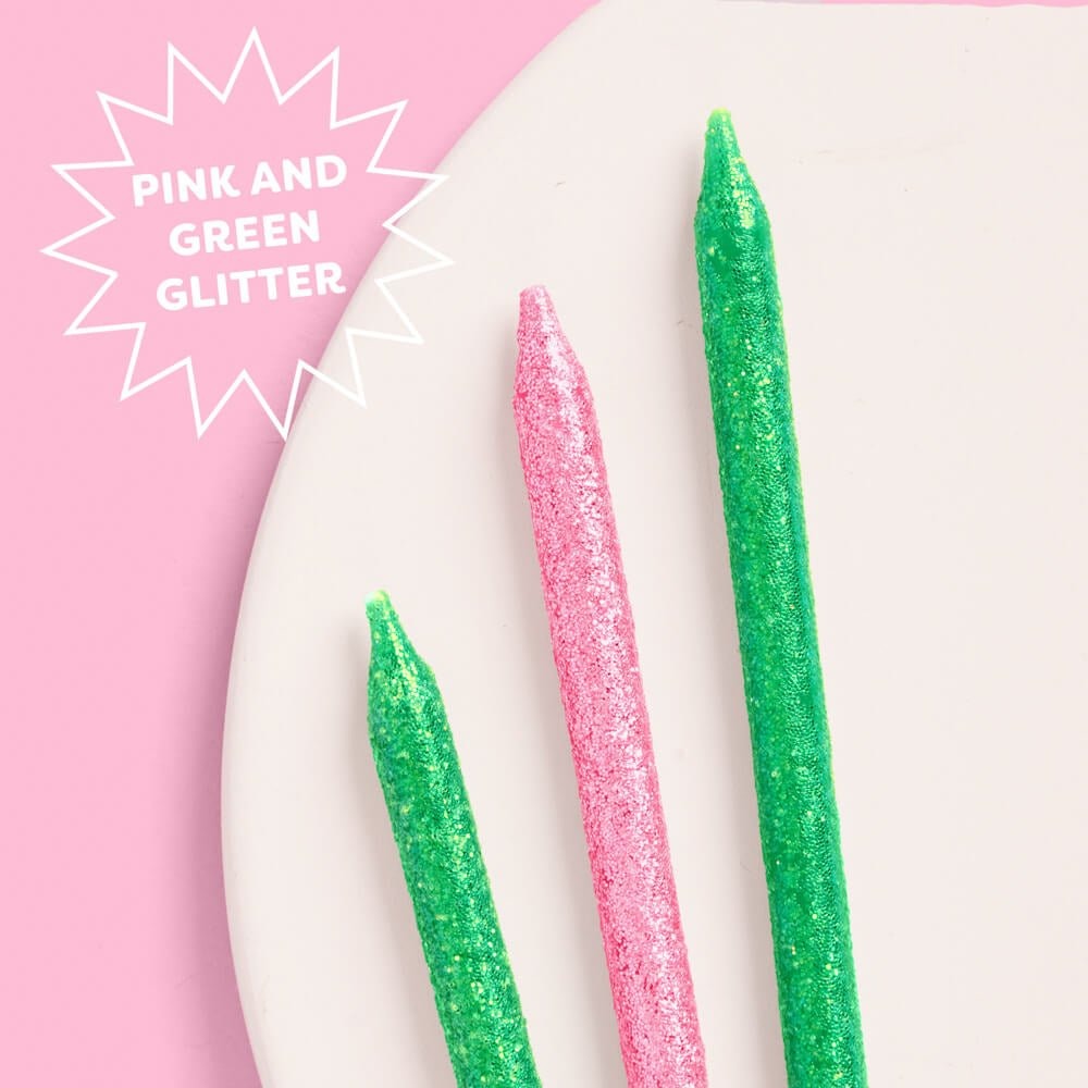 Pink & Green Glitter Candles