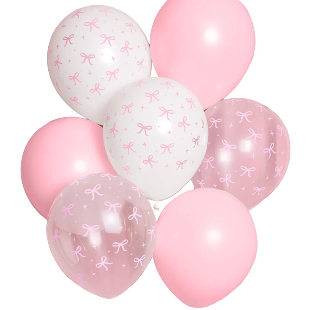 Pink Bow Bridal Latex Balloons