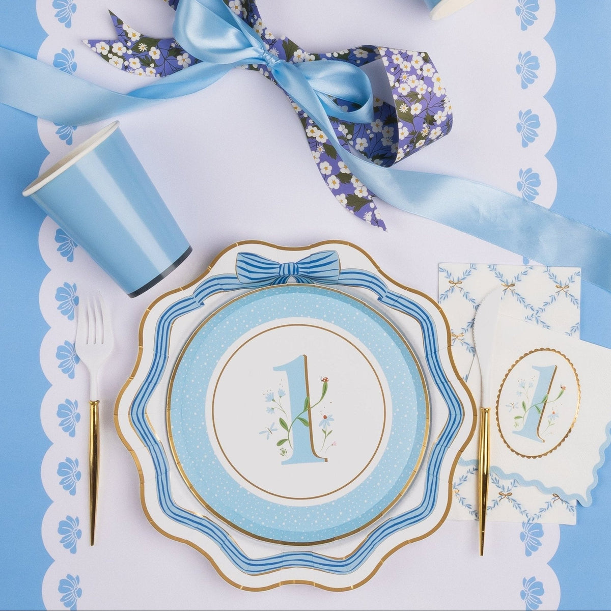 1st Birthday Sky Blue Small Plates