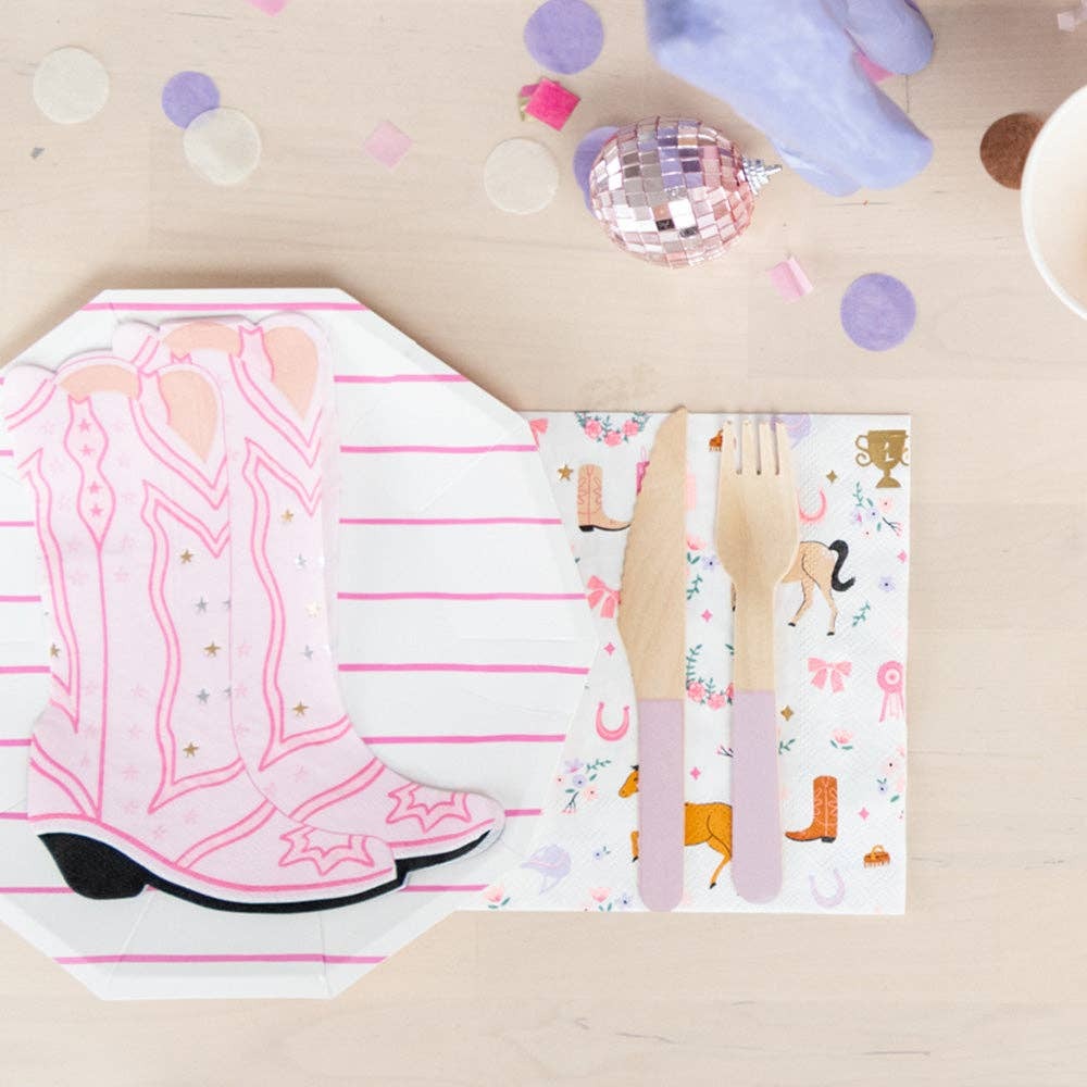Pink Cowgirl Boot Shaped Napkins