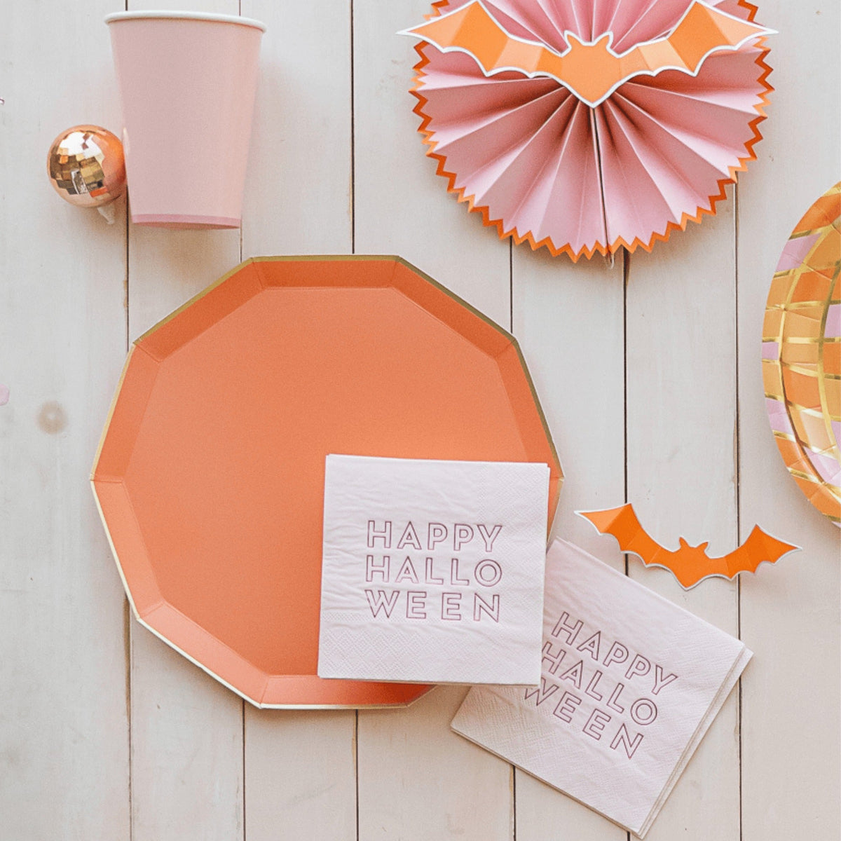 Happy Halloween Pink Cocktail Napkins