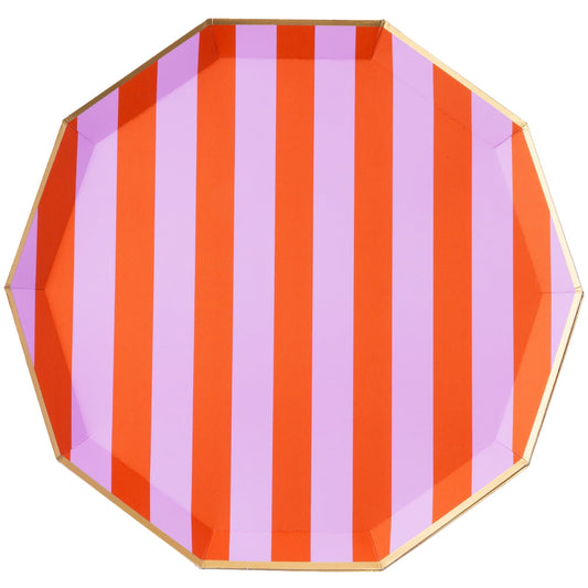 Sunkissed Orange & Lilac Signature Cabana Stripe Large Plates
