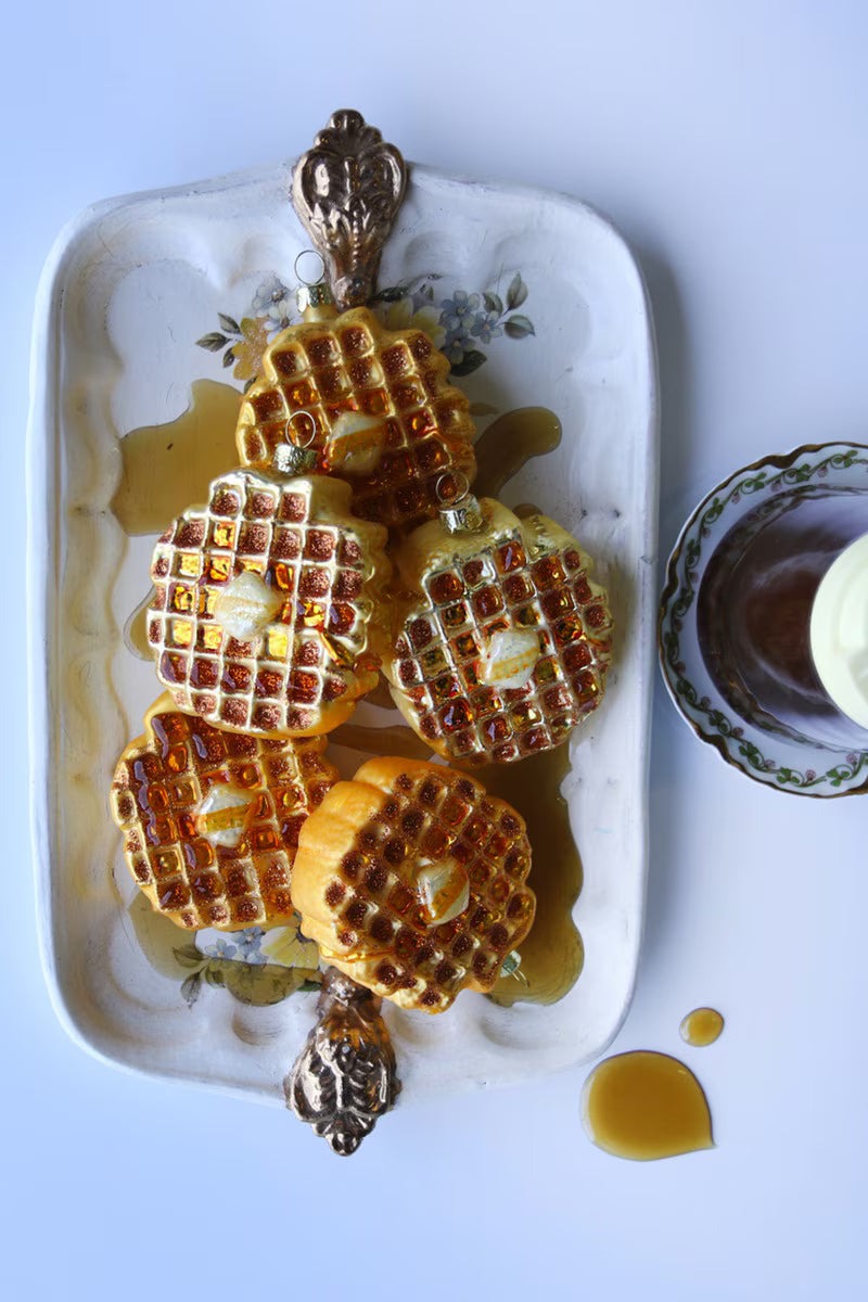 Eggo Waffle Glass Ornament by Cody Foster