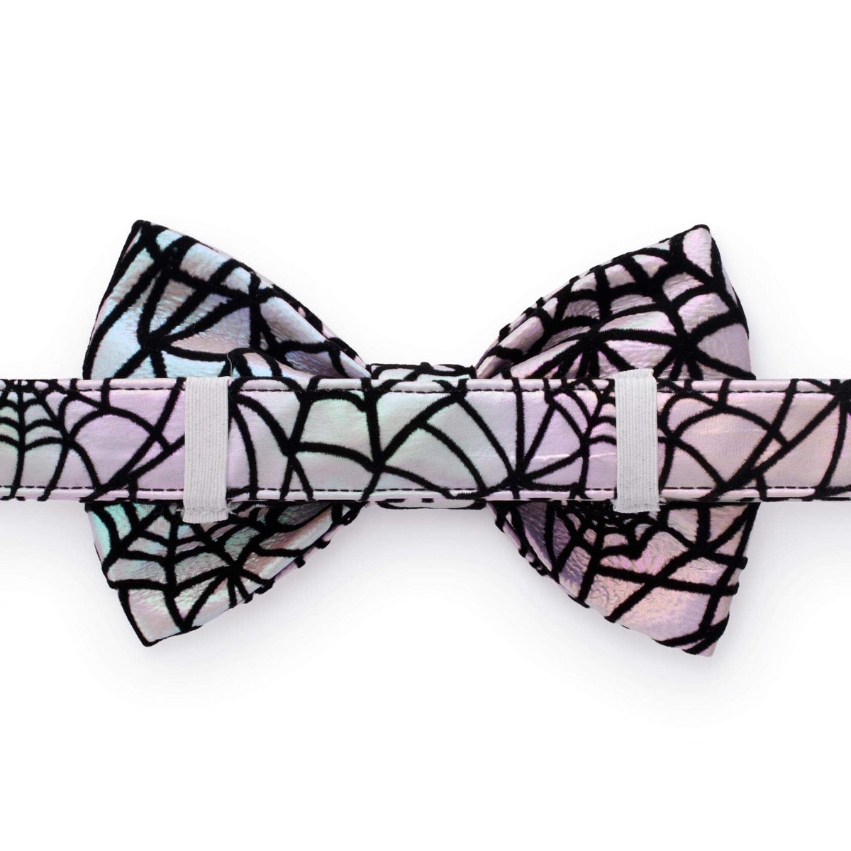 Holographic Spiderweb Bow Tie Collar