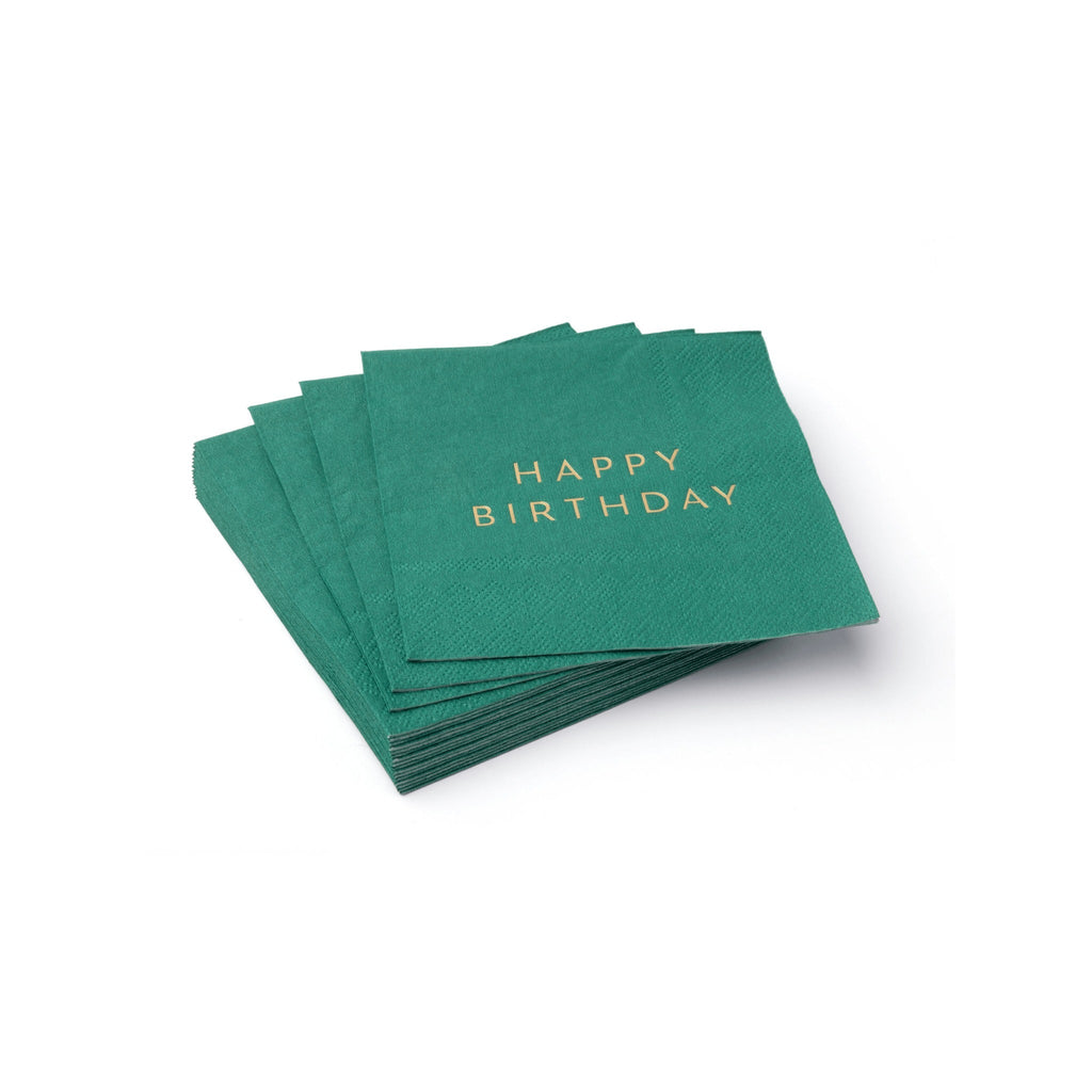 Emerald Green Signature Happy Birthday Cocktail Napkins