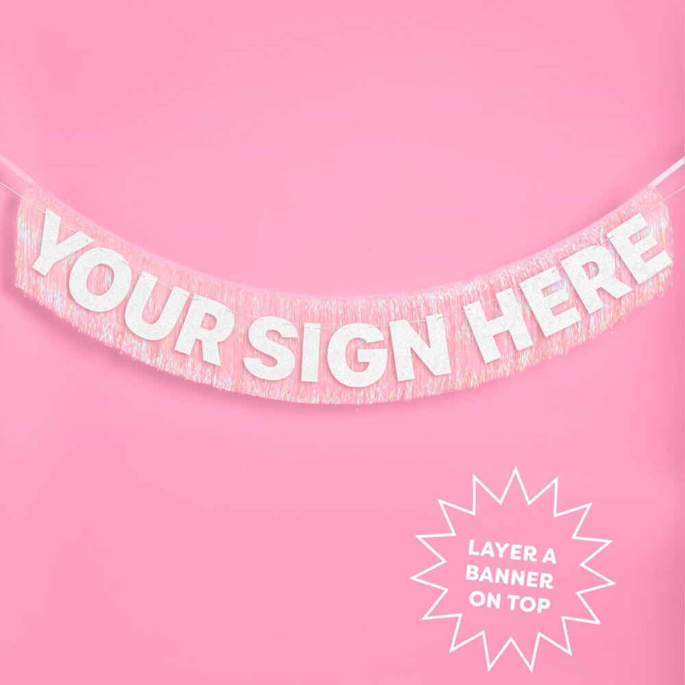 Light Pink Iridescent Fringe Banner
