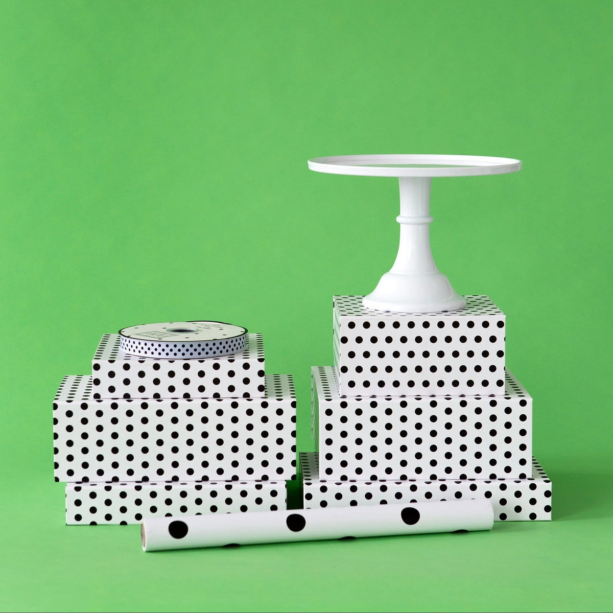 White & Black Polka Dot Display Box Risers