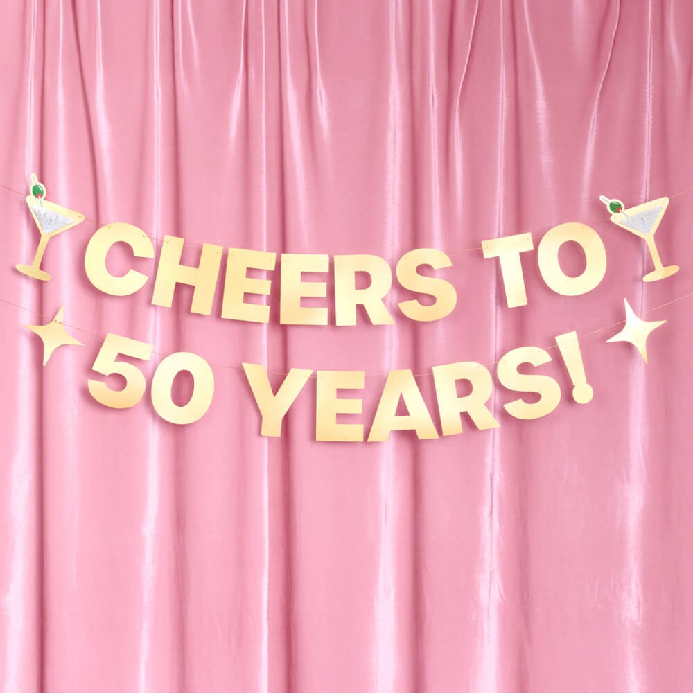 Cheers to 50 Years Birthday Banner