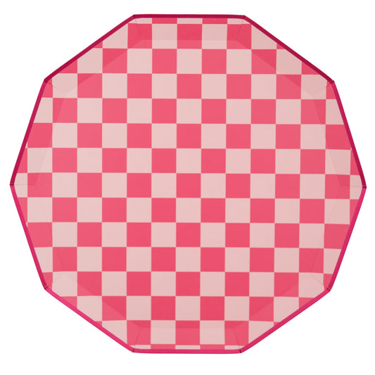 Haute Pink Signature Checker Large Plates