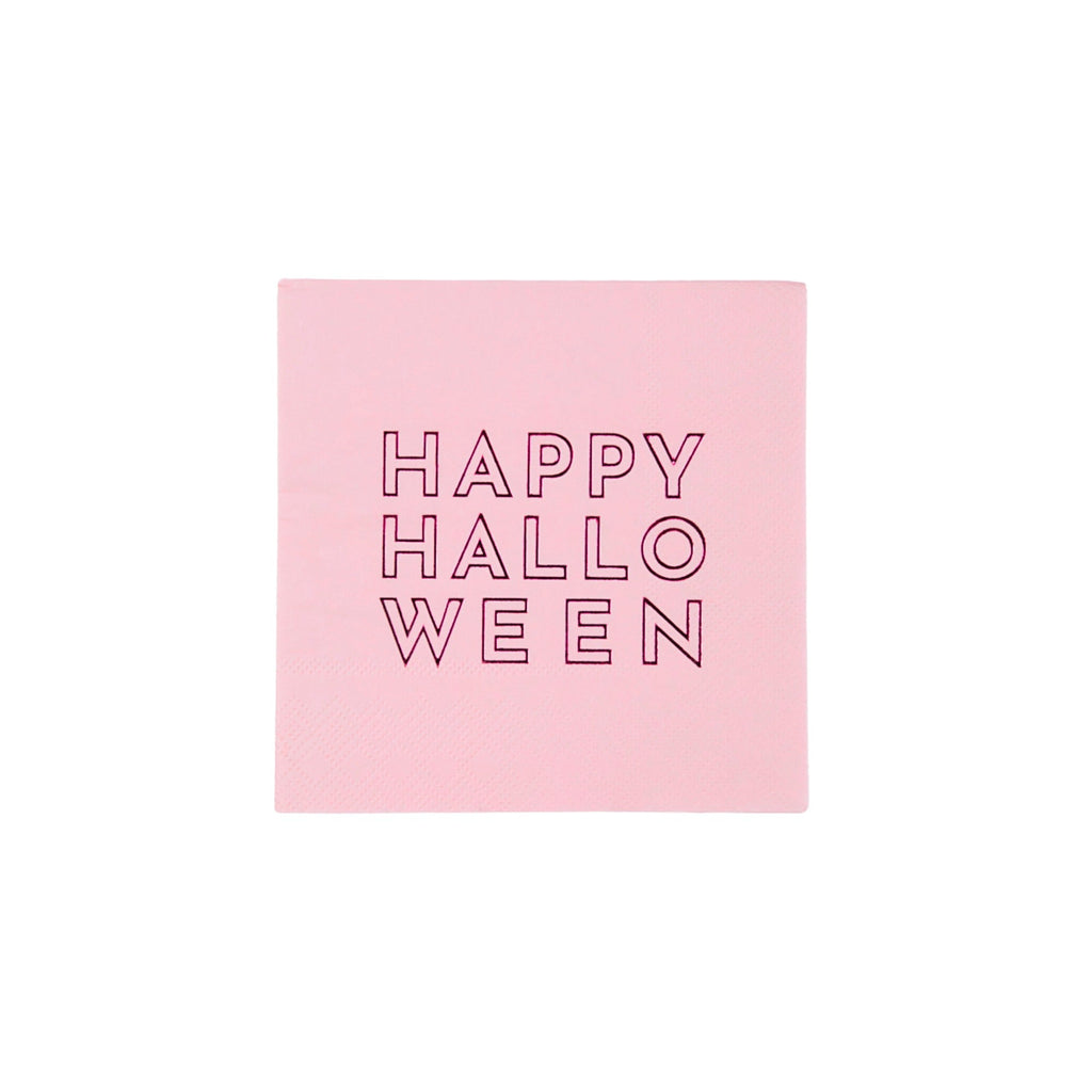 Happy Halloween Pink Cocktail Napkins