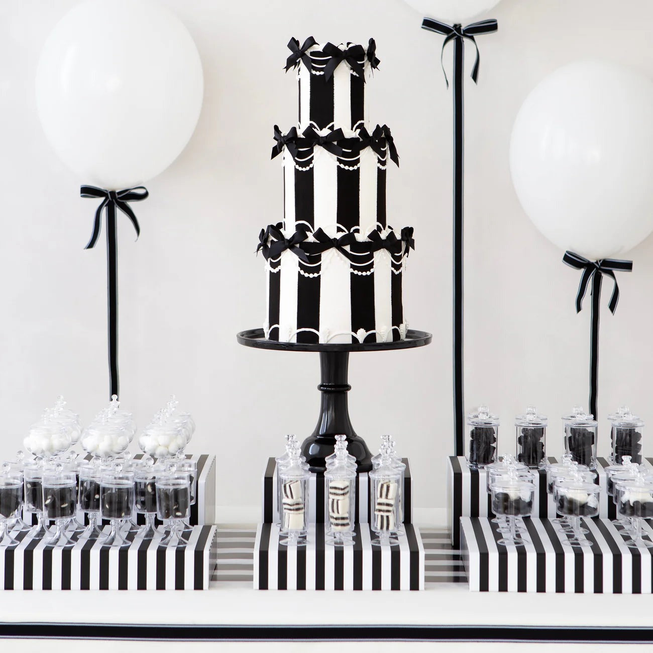 Large Black Noir Pedestal Melamine Cake Stand