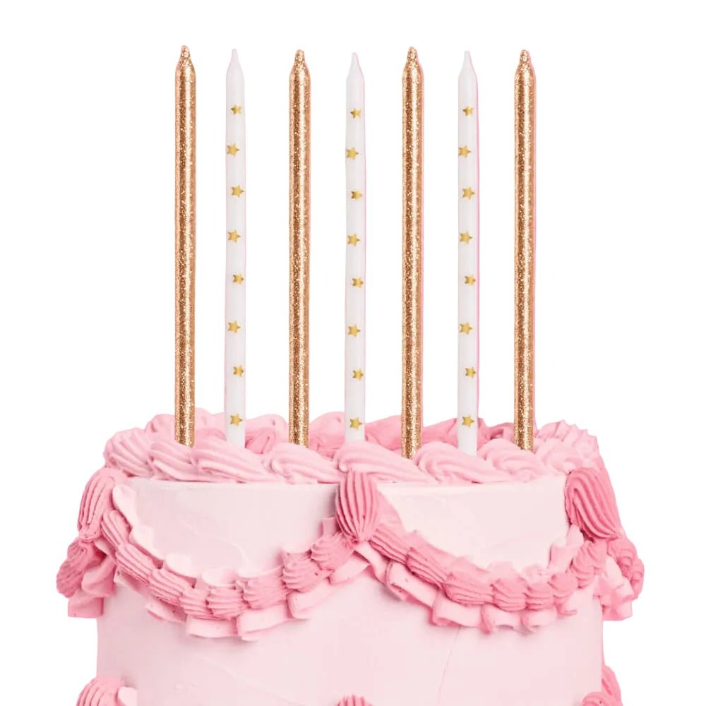Gold Glitter & Stars Birthday Candles
