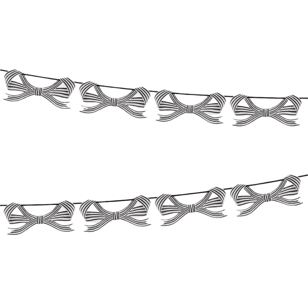 Black & White Stripy Bow Garland
